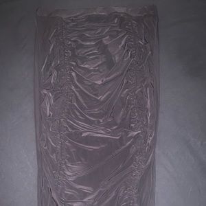 BLACK Midi silky ruched skirt